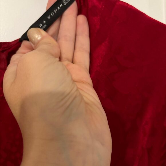 Zara Midi Red Jacquard Dress - Picture 8 of 9